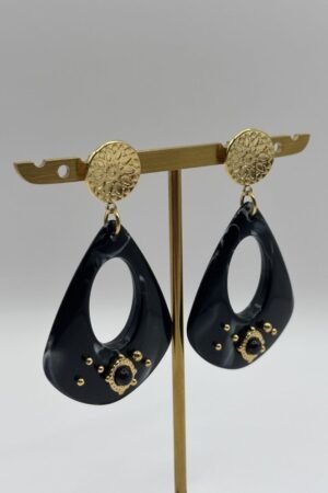 Boucles d'oreilles Gabrielle noir vue de côté