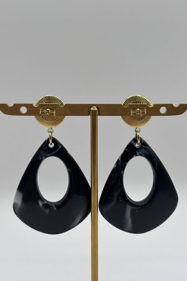 Boucles d'oreilles Gabrielle noir vue de dos Boucles d'oreilles Gabrielle noir vue de dos