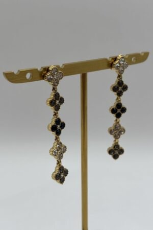 Boucles d'oreilles Flora noir vue de côté