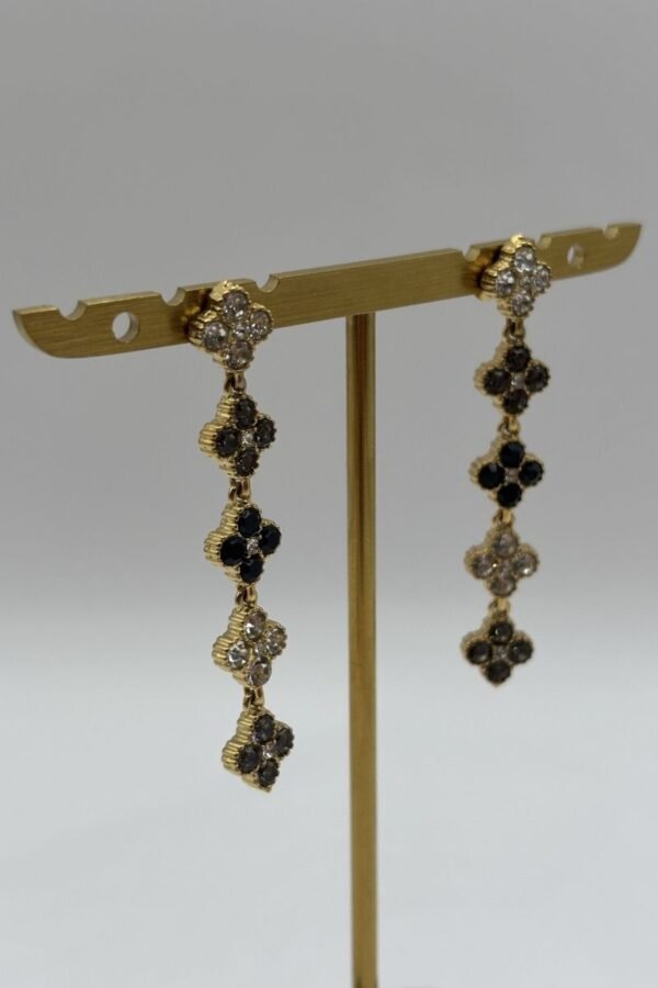 Boucles d'oreilles Flora noir vue de côté