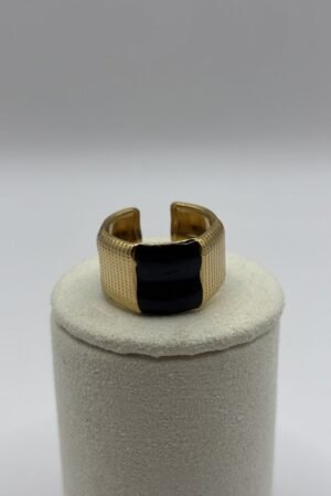 Bague Chiara noir grand modèle vue de face Bague Chiara noir grand modèle vue de face