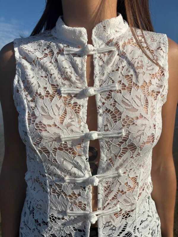 Détails top Nora blanc